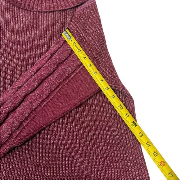 Torrid Maroon Metallic Cable Knit Pullover Cold Shoulder Sweater Size 1X - Picture 9 of 11